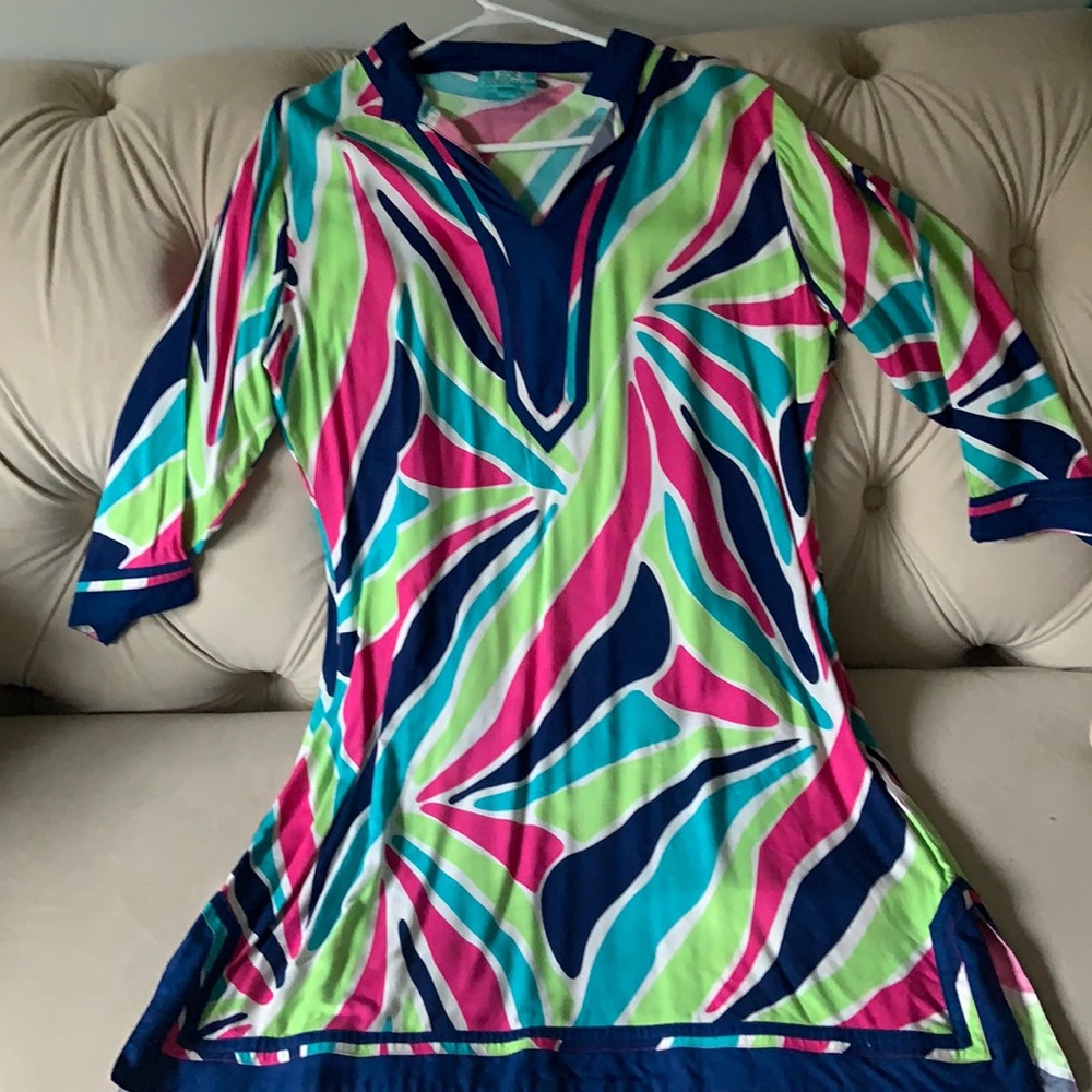 Multicolored fun light dress or beach cover up.